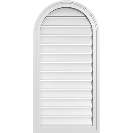Ekena Millwork Round Top Surface Mount PVC Gable Vent: Functional, w/ 2"W x 1-1/2"P Brickmould Frame, 20"W x 40"H GVPRT20X4002SF